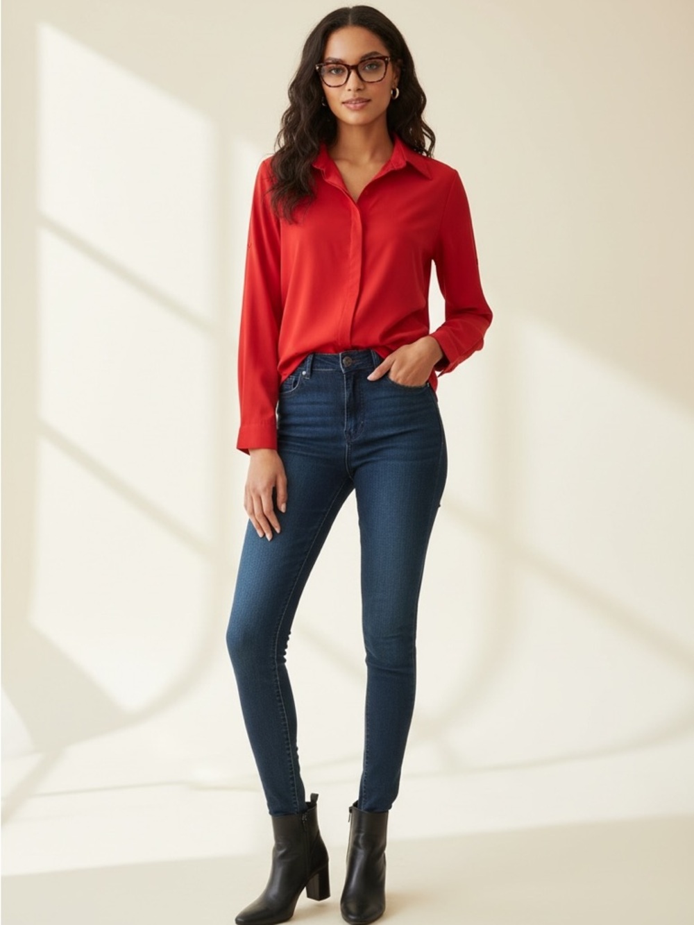 High-Rise Skinny Jeans in Dark Blue Wash